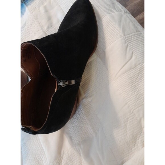 Franco Sarto Dale 1.5" Heel Ankle Bootie Black Suede Size 9M  Leather Zip Up - Picture 5 of 11